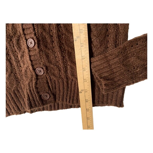 New! American Eagle Outfitters Chunky Brown Knit Cropped Cardigan Women’s Sz XS - Picture 10 of 11